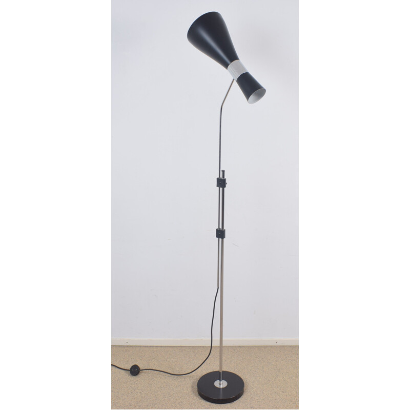 Vintage Diabolo vloerlamp in zwart metaal van Jo Hammerborg voor Fog & Morup, 1960