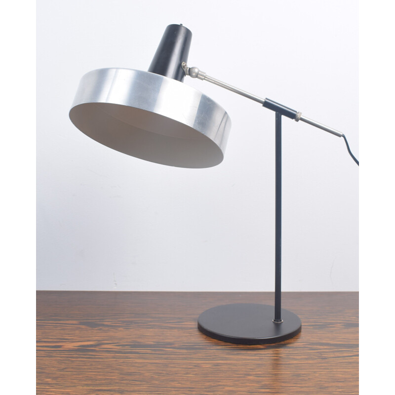Lampe de bureau vintage noire et chrome par H. Busquet pour Hala Zeist des années 1960