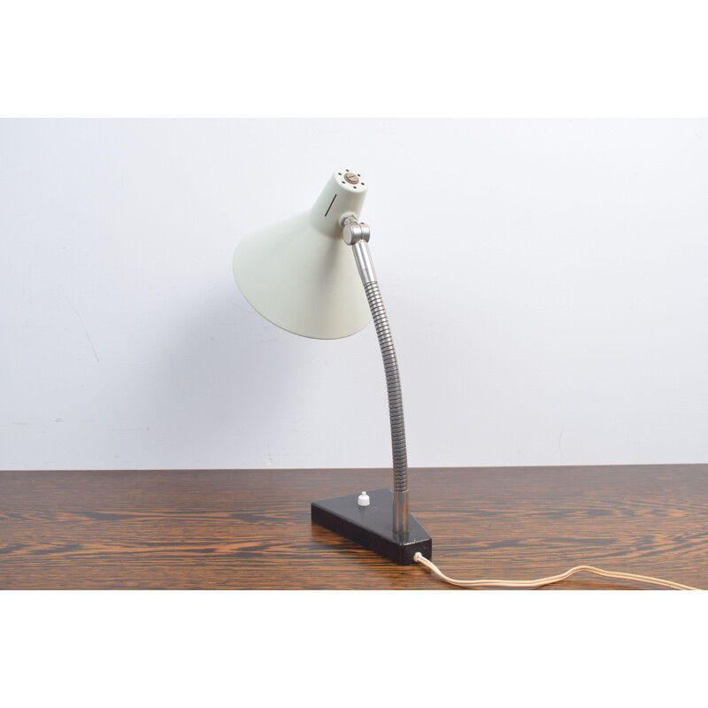Lampe de bureau vintage blanche par H. Busquet pour Hala Zeist, 1960