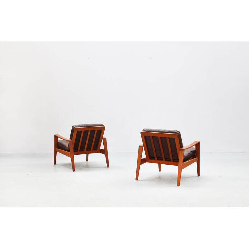 Pair of vintage lounge chairs in teak by Arne Wahl Iversen for Komfort , Denmark 1960 
