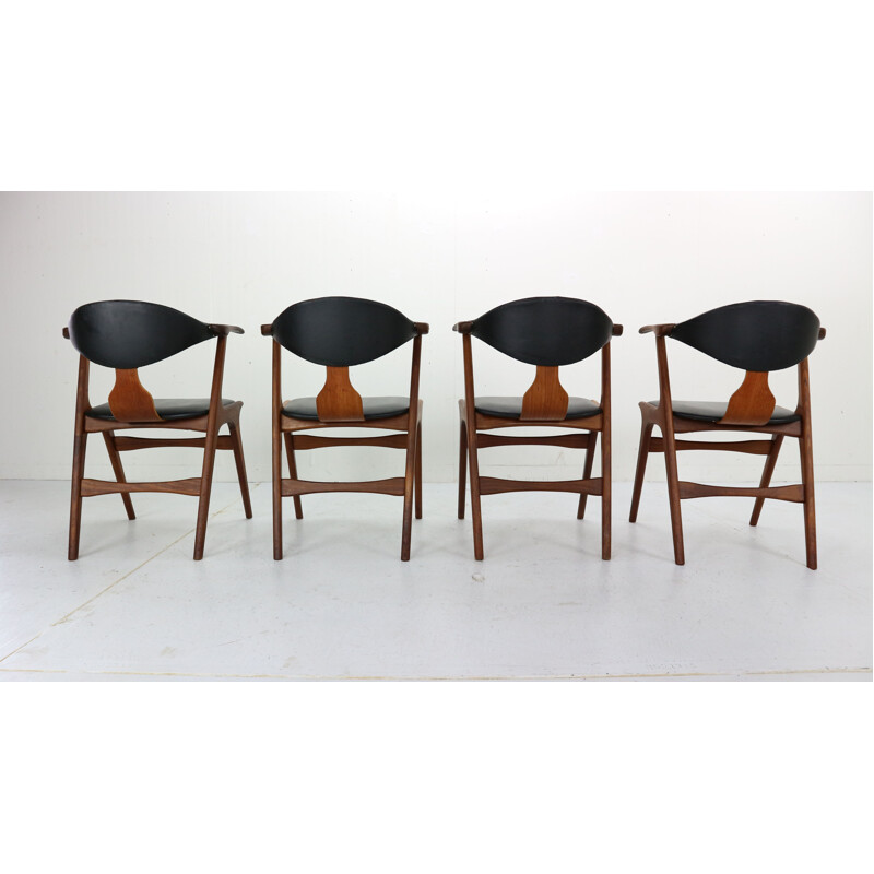 Set of 4 vintage chairs cow horn by Louis Van Teeffelen for Awa, 1960s