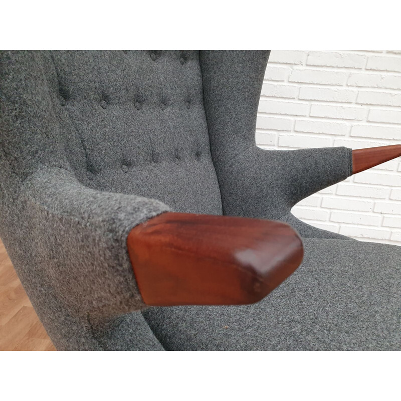 Vintage Teddybear chair for Skippers Møbler in wool and teakwood 1960s