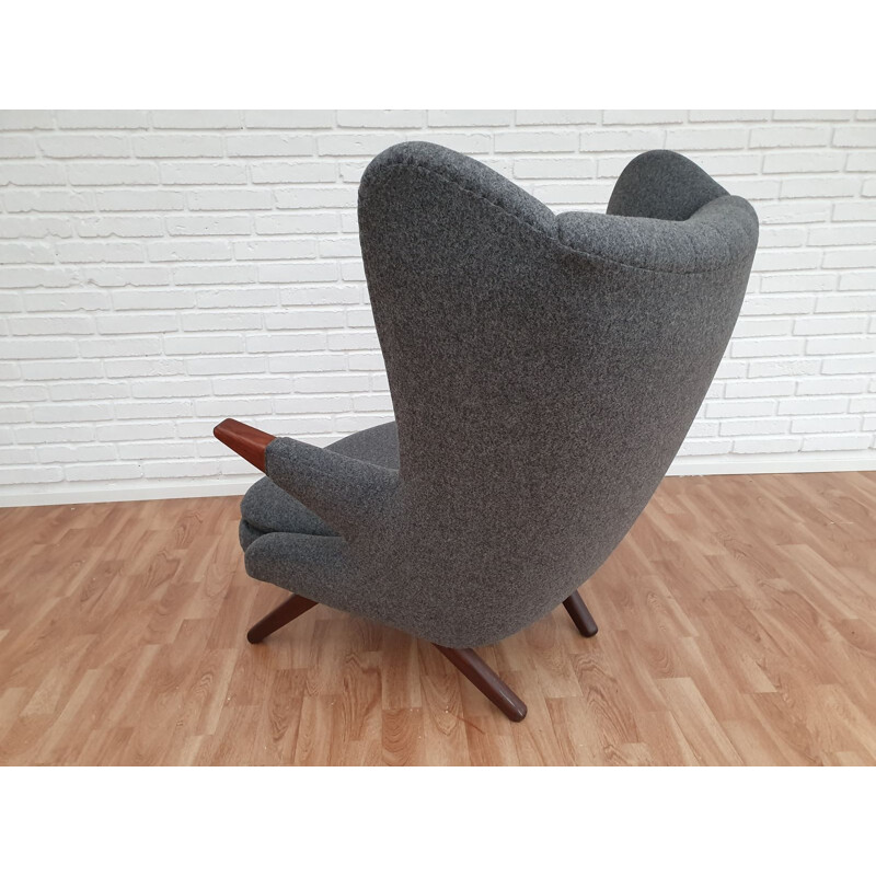 Vintage Teddybear chair for Skippers Møbler in wool and teakwood 1960s