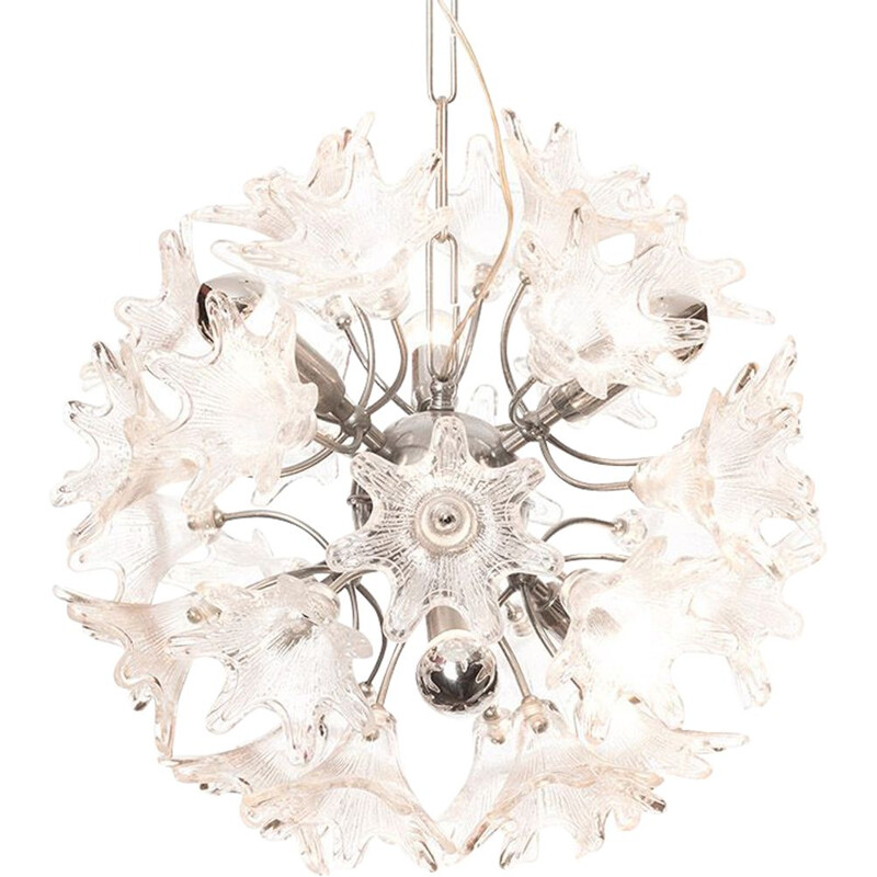 Vintage Venini flower chandelier for VeArt 1960s