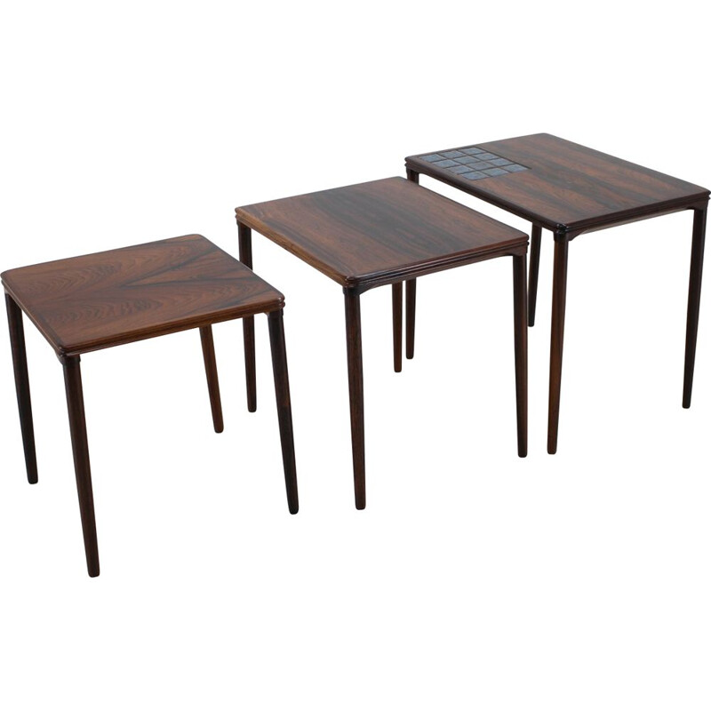 Vintage rosewood and Tile Nesting Tables 1960s