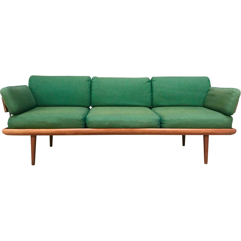 Vintage danish Minerva sofa for France & Søn in green wool and teak 1960s