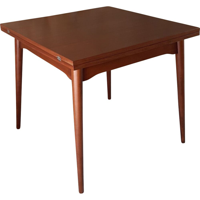 Expandable square vintage table for Cesky Nabytek in beech 1960