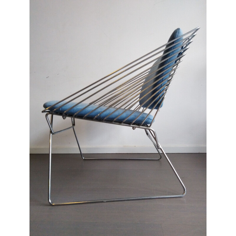 Vintage blue lounge chair for Fritz Hansen in metal 1980s