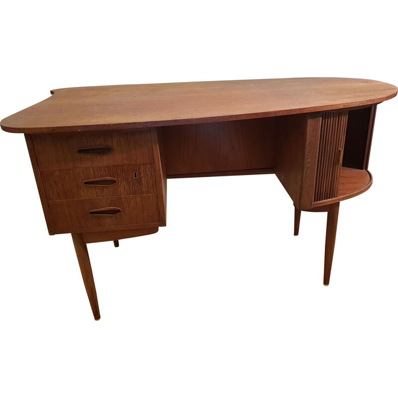 Vintage danish desk in teakwood and bamboo 1950s