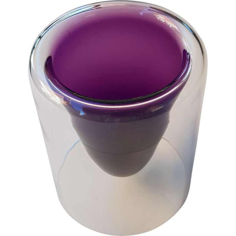 Vintage vase in purple glass by Wirkkala for Rosenthal