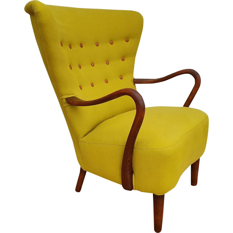 Danish yellow armchair by Alfred Christensen for Slagelse Møbelfabrik