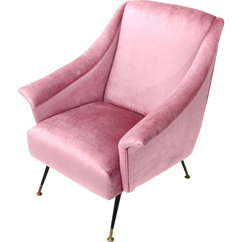 Vintage Italian armchair in pink velvet