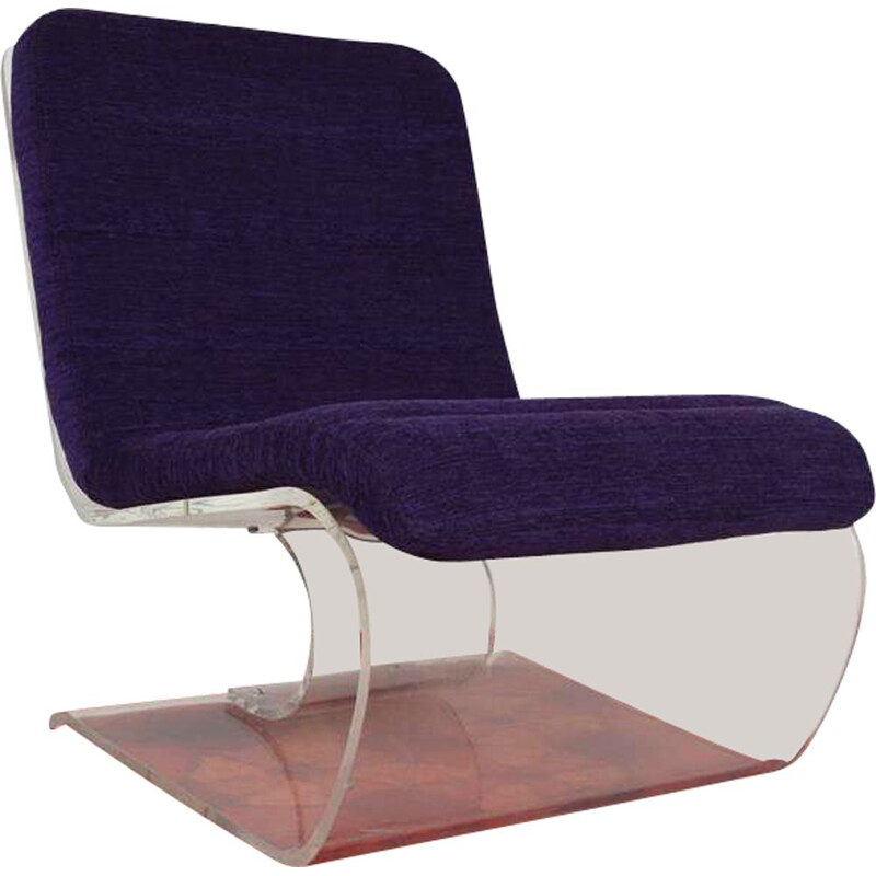 Fauteuil vintage design des années 70 Plexiglas