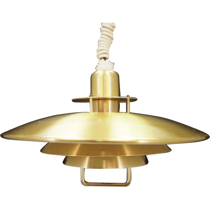 Vintage gold metal pendant lamp 1970