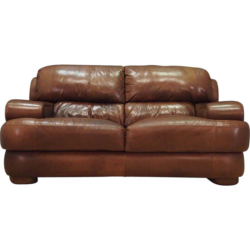 Vintage brown leather sofa 1960