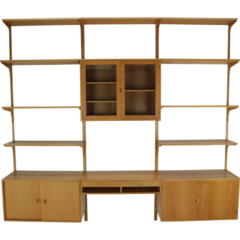 Vintage Oak Wall Unit by Rud Thygesen & Johnny Soren for H.G. Møbler 1960s