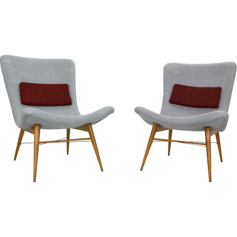 Pair of vintage grey armchairs by Miroslav Navratil, Czechoslovakia 1959