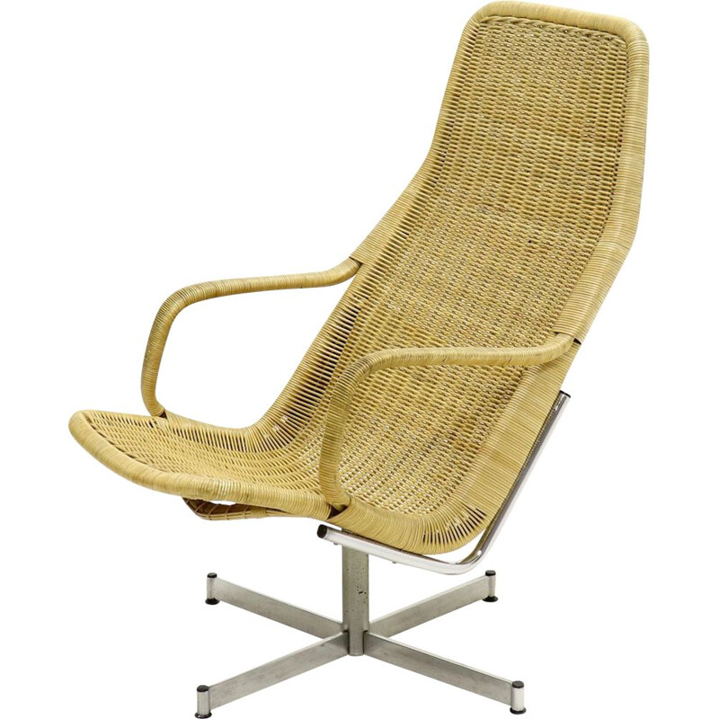Vintage rattan swivel chair by Dirk van Sliedregt for Gebroeders Jonkers Noordwolde