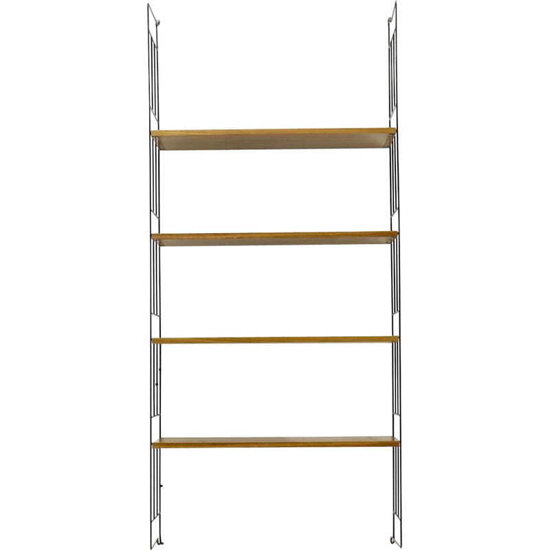 Vintage metal and teak ladder shelf by WHB 1960s