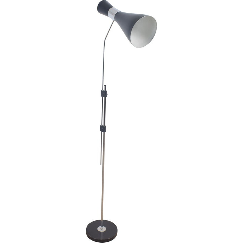 Vintage Diabolo vloerlamp in zwart metaal van Jo Hammerborg voor Fog & Morup, 1960