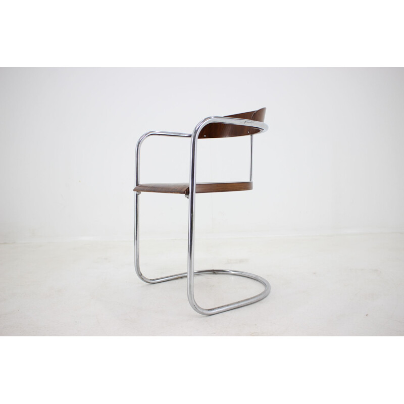 Vintage chair for Hynek Gottwald in tubular chrome and wood 1930s