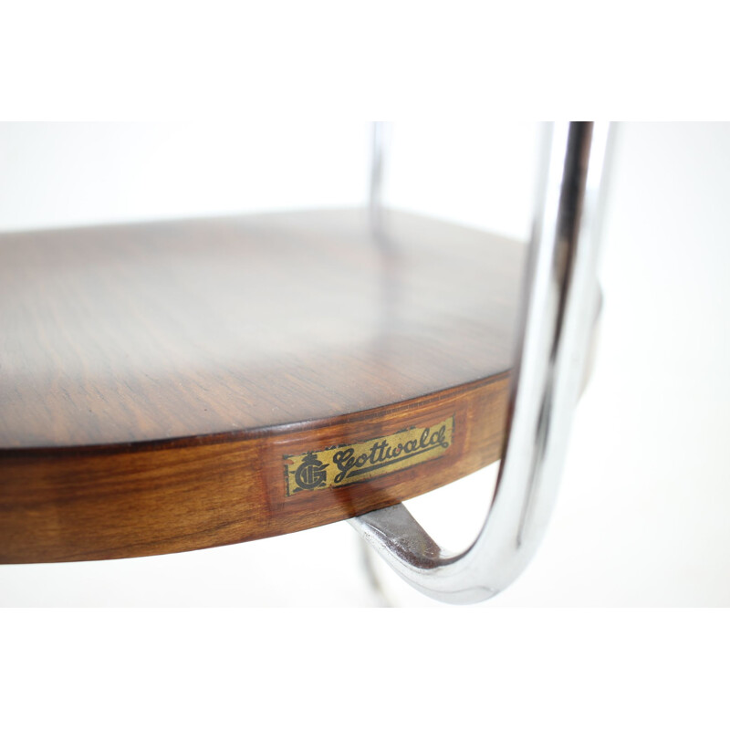 Chaise vintage pour Hynek Gottwald en chrome tubulaire et bois 1930