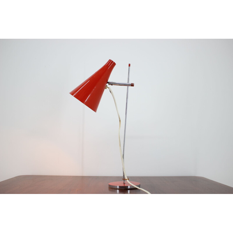 Lampe de table vintage pour Lidokov en métal rouge des années 1960