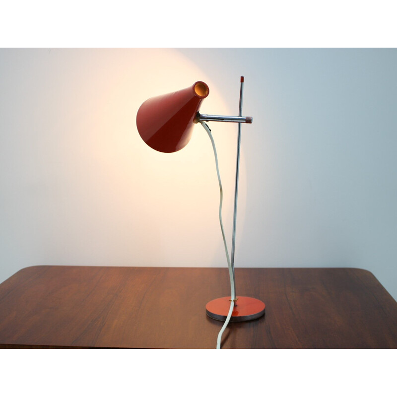 Lámpara de mesa vintage para Lidokov en metal rojo de los años 60