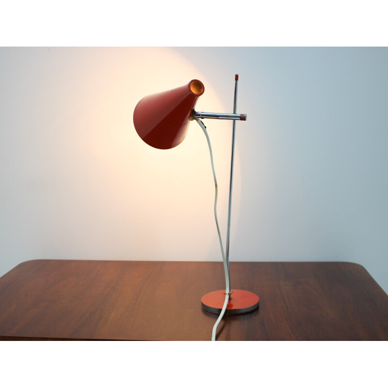 Vintage table lamp for Lidokov in red metal 1960s