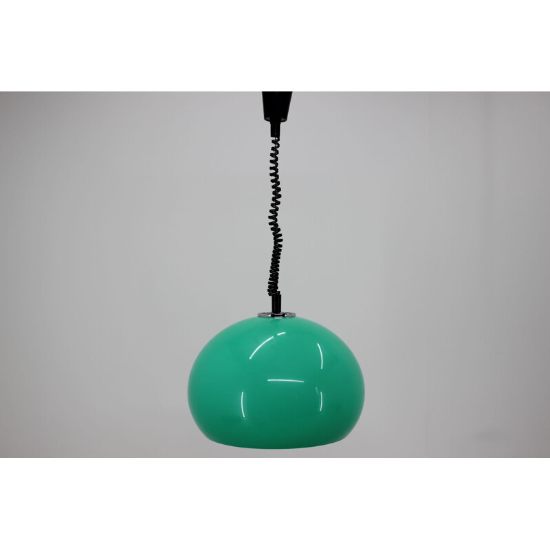 Vintage green plastic and metal pendant lamp by Harvey Guzzini, Italy 1970