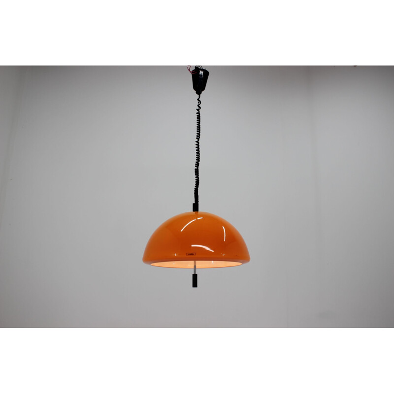 Suspension vintage pour Meblo en plastique orange et métal 1970