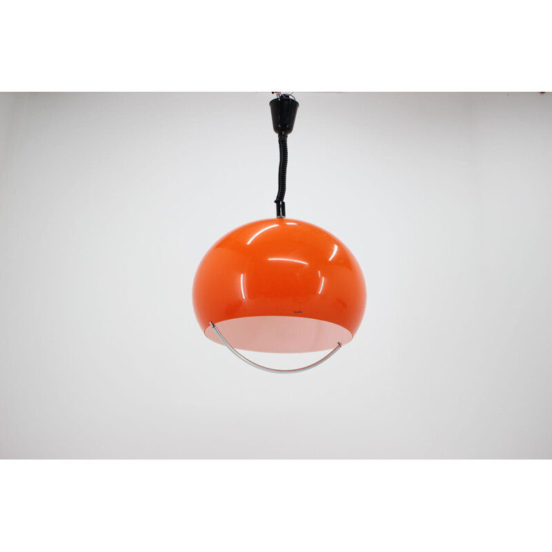 Suspension vintage pour Meblo en plastique orange et métal 1970