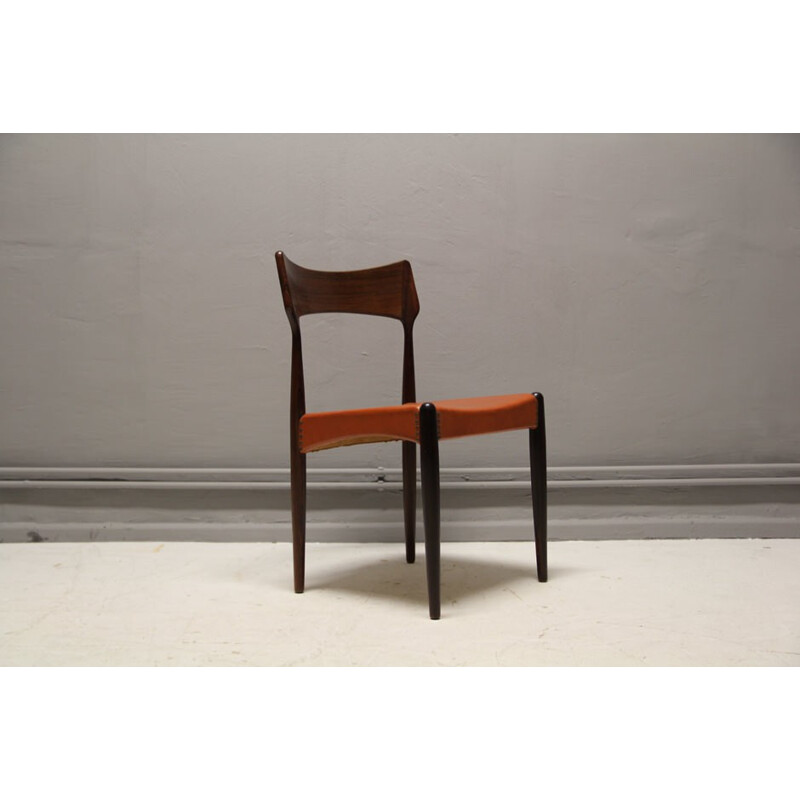 Ensemble de 4 chaises Christian Linneberg Mobelfabrik en palissandre et cuir, Bernhard PETERSEN - 1950