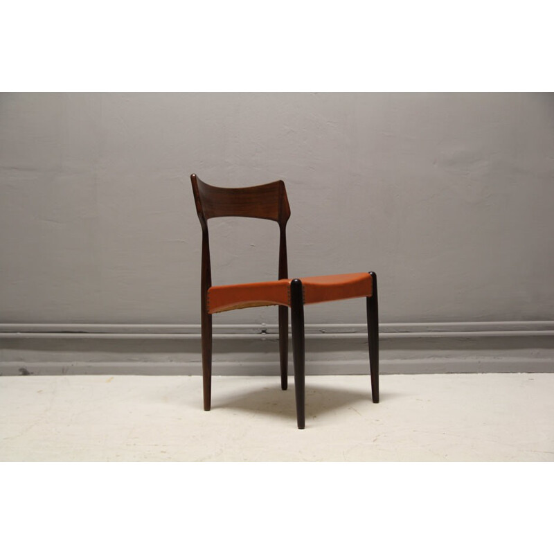 Set of 4 rosewood and leather Christian Linneberg Mobelfabrik dining chairs - 1950s