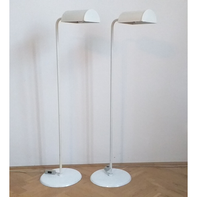 Paire de lampadaires vintage danois par Abo Randers en métal blanc 1970