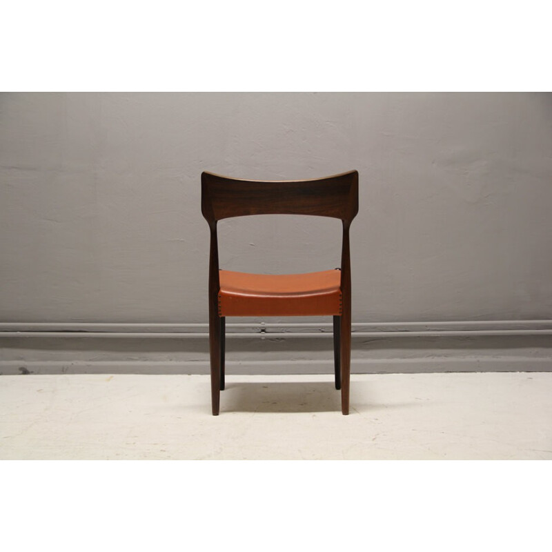 Set of 4 rosewood and leather Christian Linneberg Mobelfabrik dining chairs - 1950s