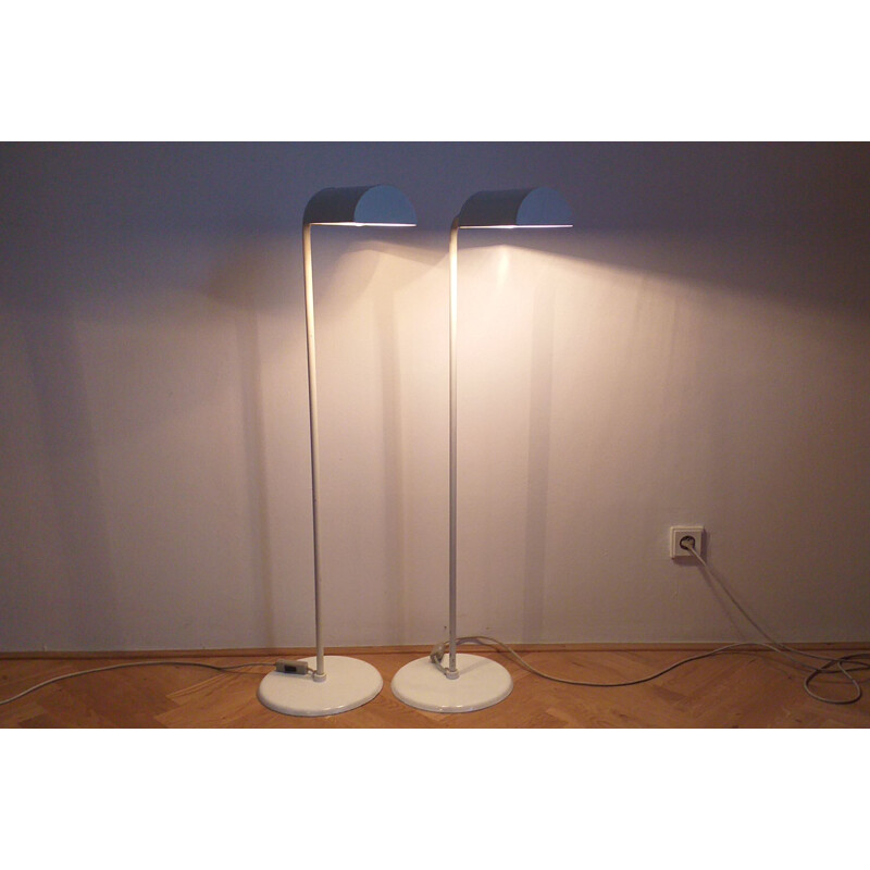 Pair of vintage danish floor lamps by Abo Randers in white metal 1970s