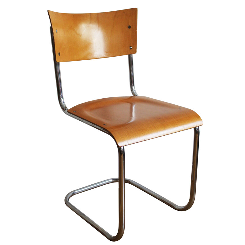 Chaise vintage pour Kovona en acier tubulaire et contreplaqué 1960