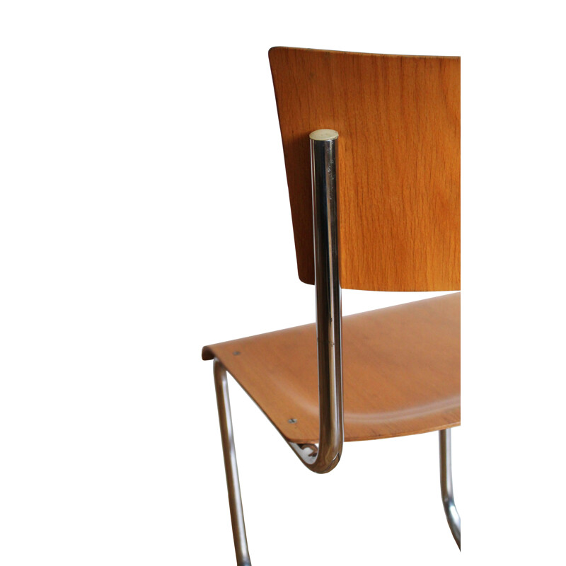 Vintage chair for Kovona in tubular steel and plywood 1960s