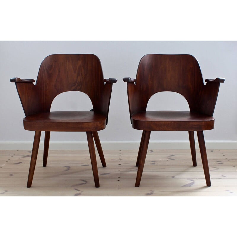 Vintage Lubomír Hofmann chairs for TON beechwood