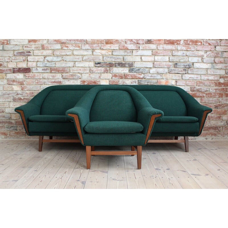 Ensemble de salon vintage scandinave vert Holm Fabriker Suède