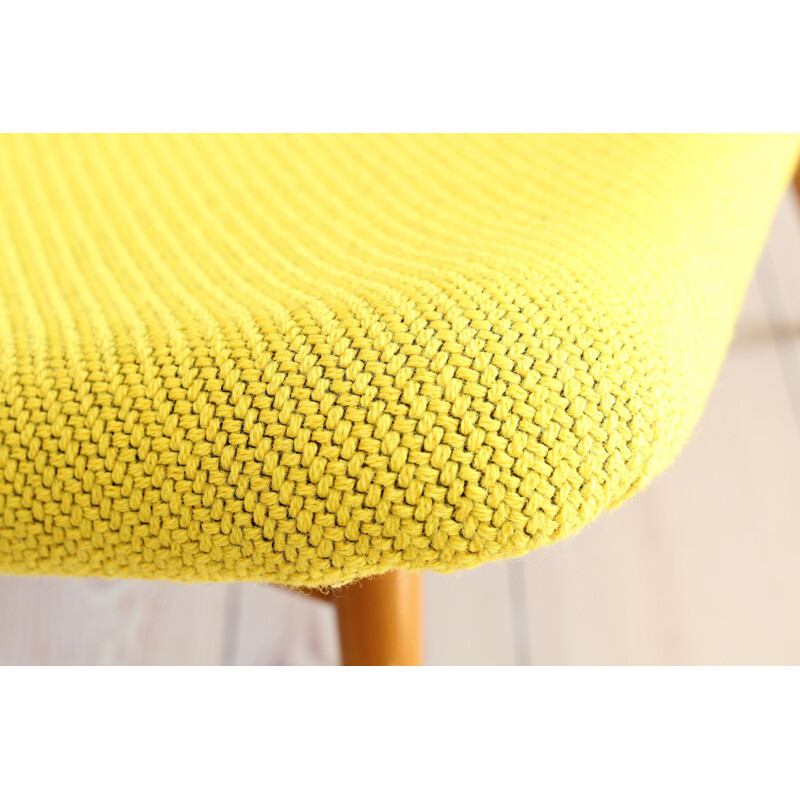 Vintage lounge chair by Miroslav Navratil in Yellow Kvadrat Fabric
