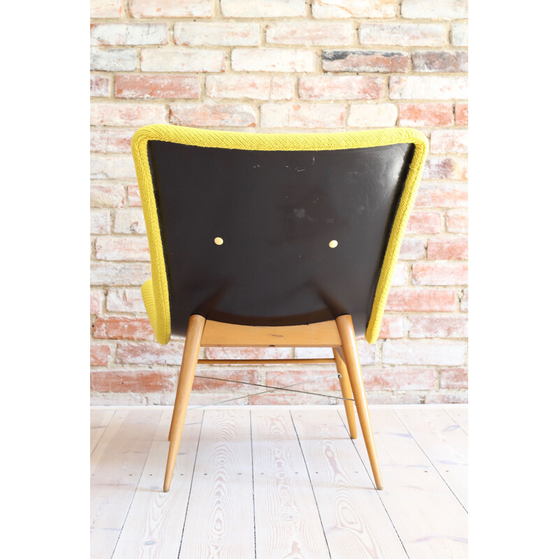 Vintage lounge chair by Miroslav Navratil in Yellow Kvadrat Fabric