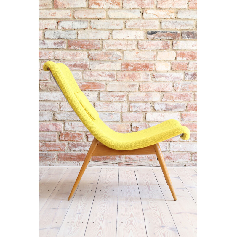 Vintage lounge chair by Miroslav Navratil in Yellow Kvadrat Fabric