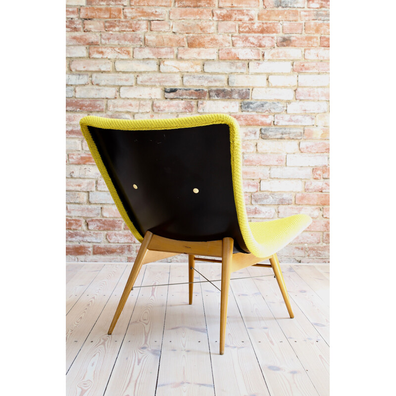 Vintage lounge chair by Miroslav Navratil in Yellow Kvadrat Fabric