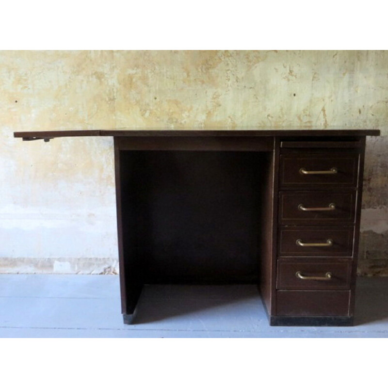 Vintage small fine Industrial metal desk from Roneo