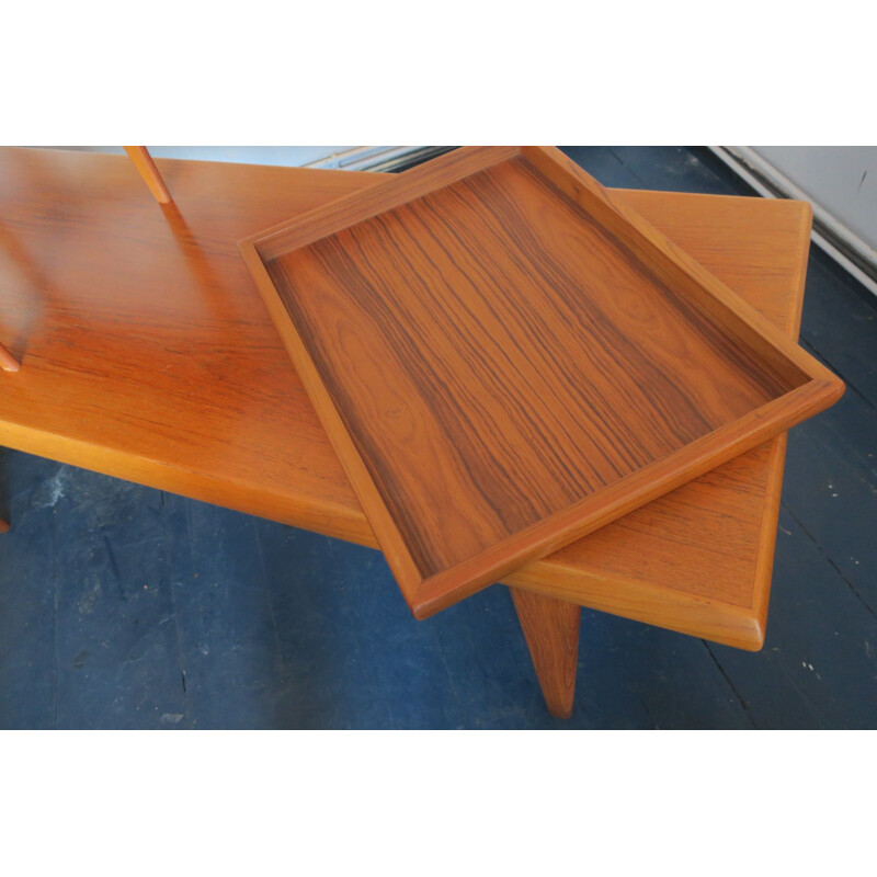 Vintage multifunctional teak coffee table by Johannes Andersen for Trioh