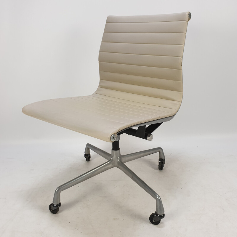 Vintage aluminum & skai swivel desk chair by Charles & Ray Eames for Herman Miller