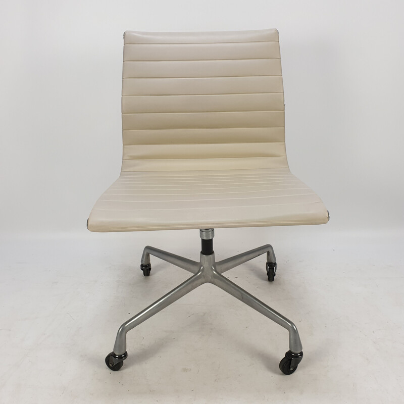 Vintage aluminum & skai swivel desk chair by Charles & Ray Eames for Herman Miller