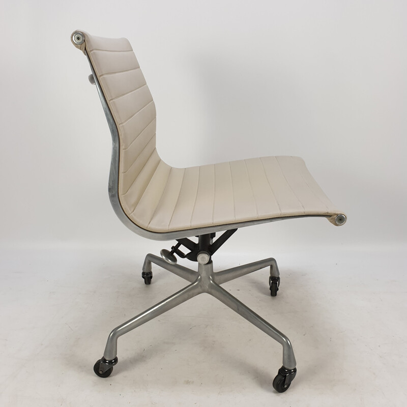 Vintage aluminum & skai swivel desk chair by Charles & Ray Eames for Herman Miller